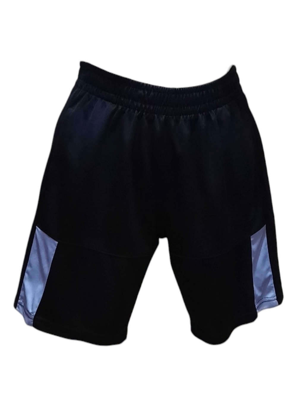 New Balance Boy's Black Athletic Shorts with Light Blue Panels